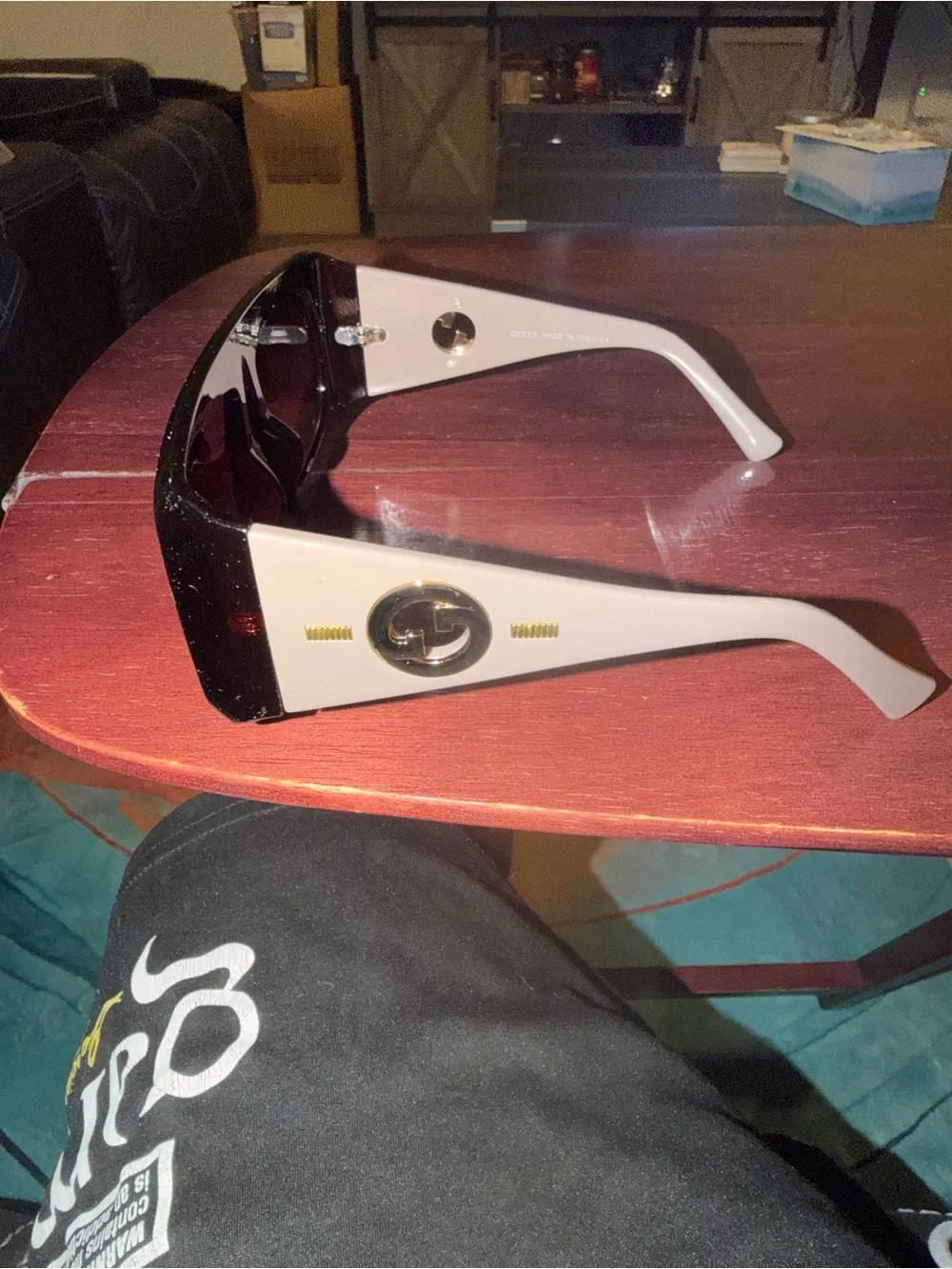 Gucci Black Oversized Rectangular Sunglasses with Brown Gradient Lenses